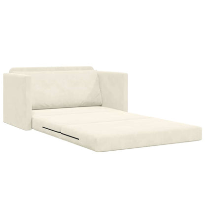 Sofa Bett Creme 124 x 204 x 61 cm Samt