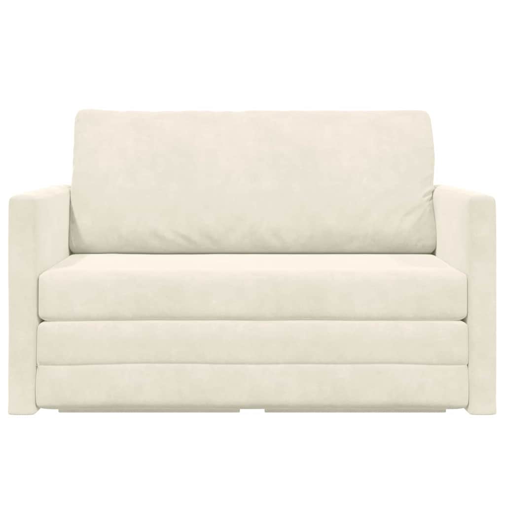 Sofa Bett Creme 124 x 204 x 61 cm Samt