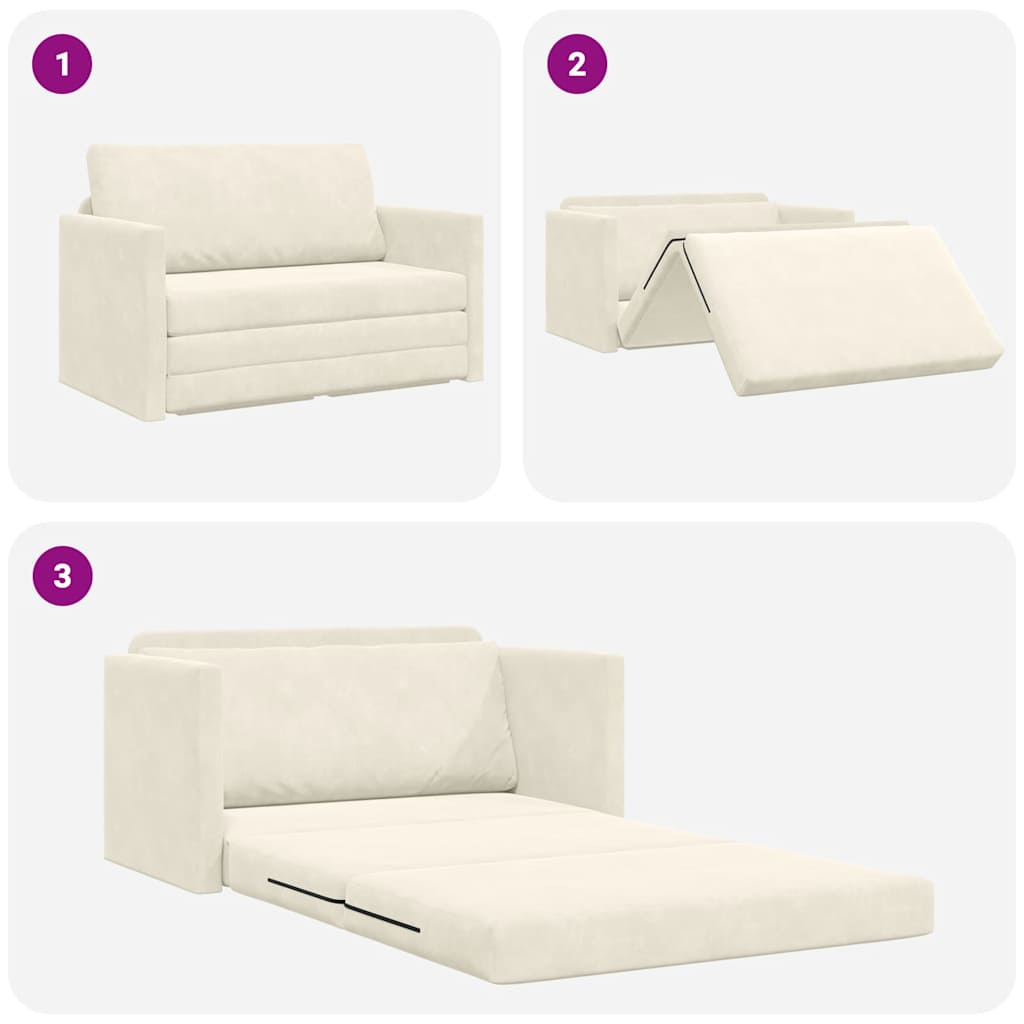 Sofa Bett Creme 124 x 204 x 61 cm Samt