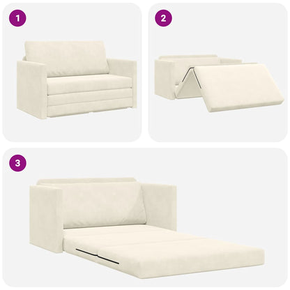 Sofa Bett Creme 124 x 204 x 61 cm Samt