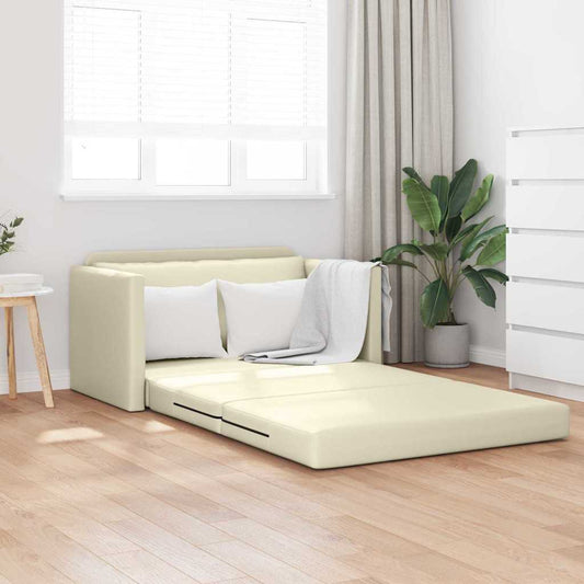 Sofa Bett Creme 124 x 71 x 78 cm Kunstleder