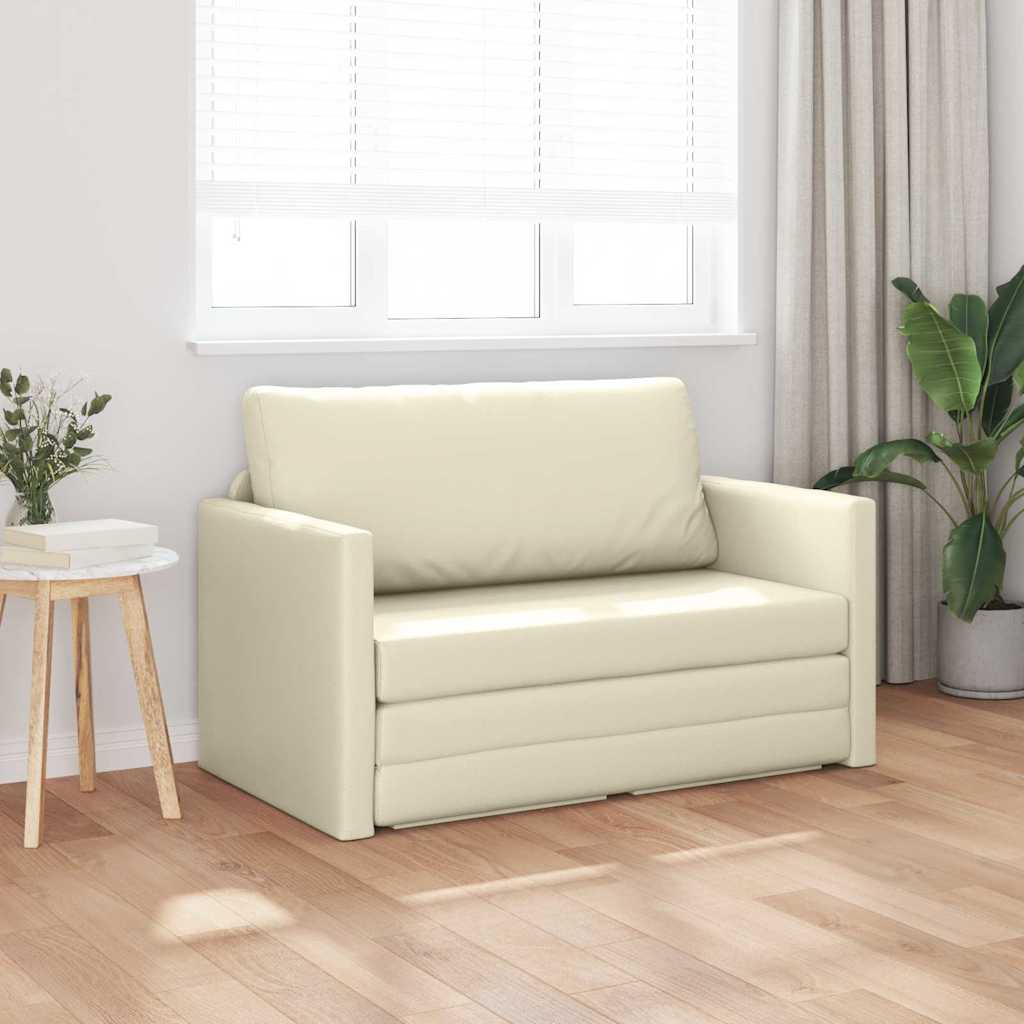 Sofa Bett Creme 124 x 71 x 78 cm Kunstleder