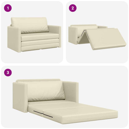 Sofa Bett Creme 124 x 71 x 78 cm Kunstleder