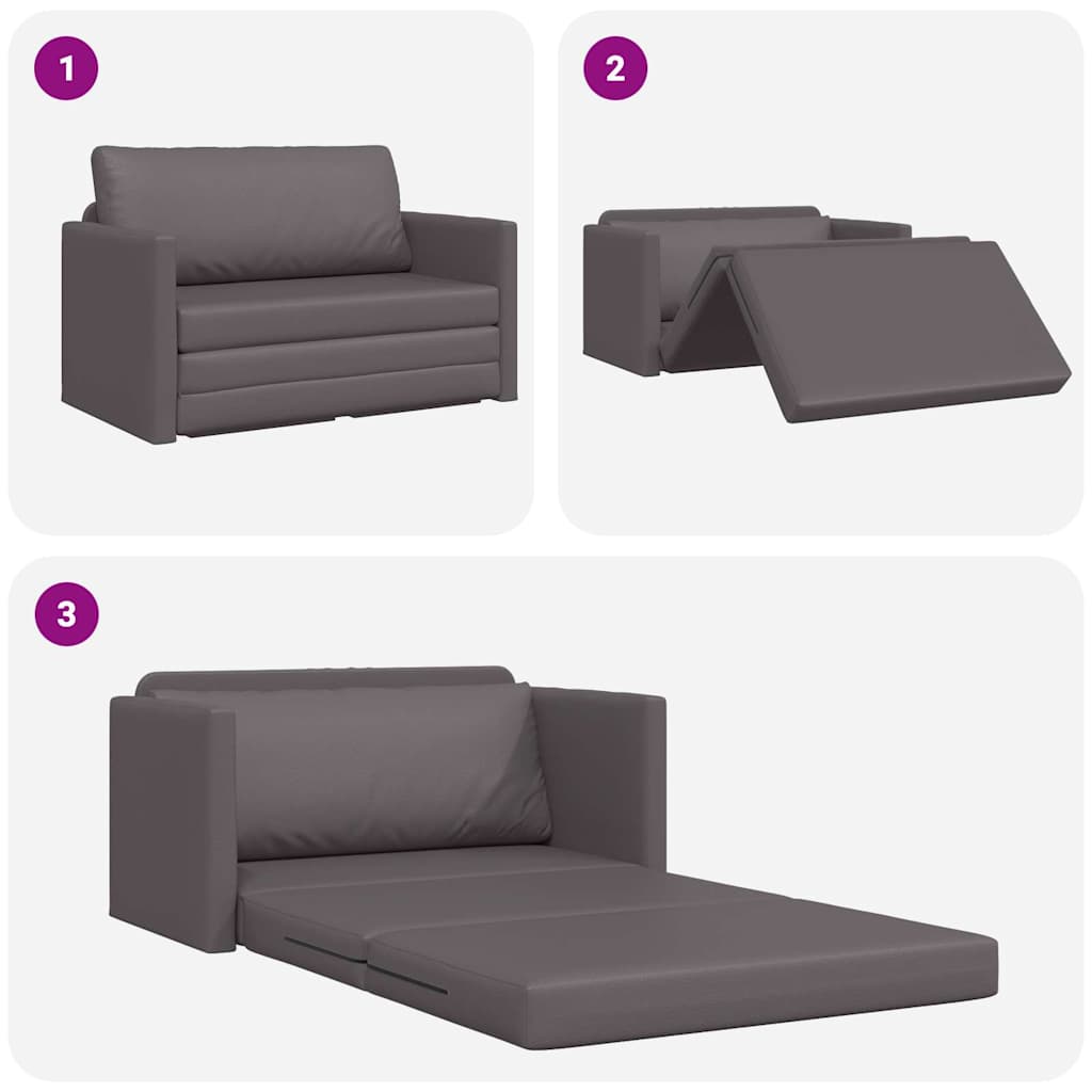 Sofa Bett Grau 124 x 71 x 78 cm Kunstleder