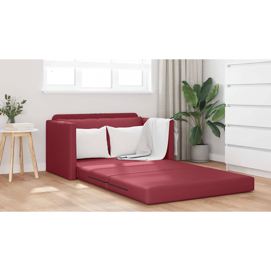 Sofa Bett Weinrot 124 x 71 x 78 cm Kunstleder