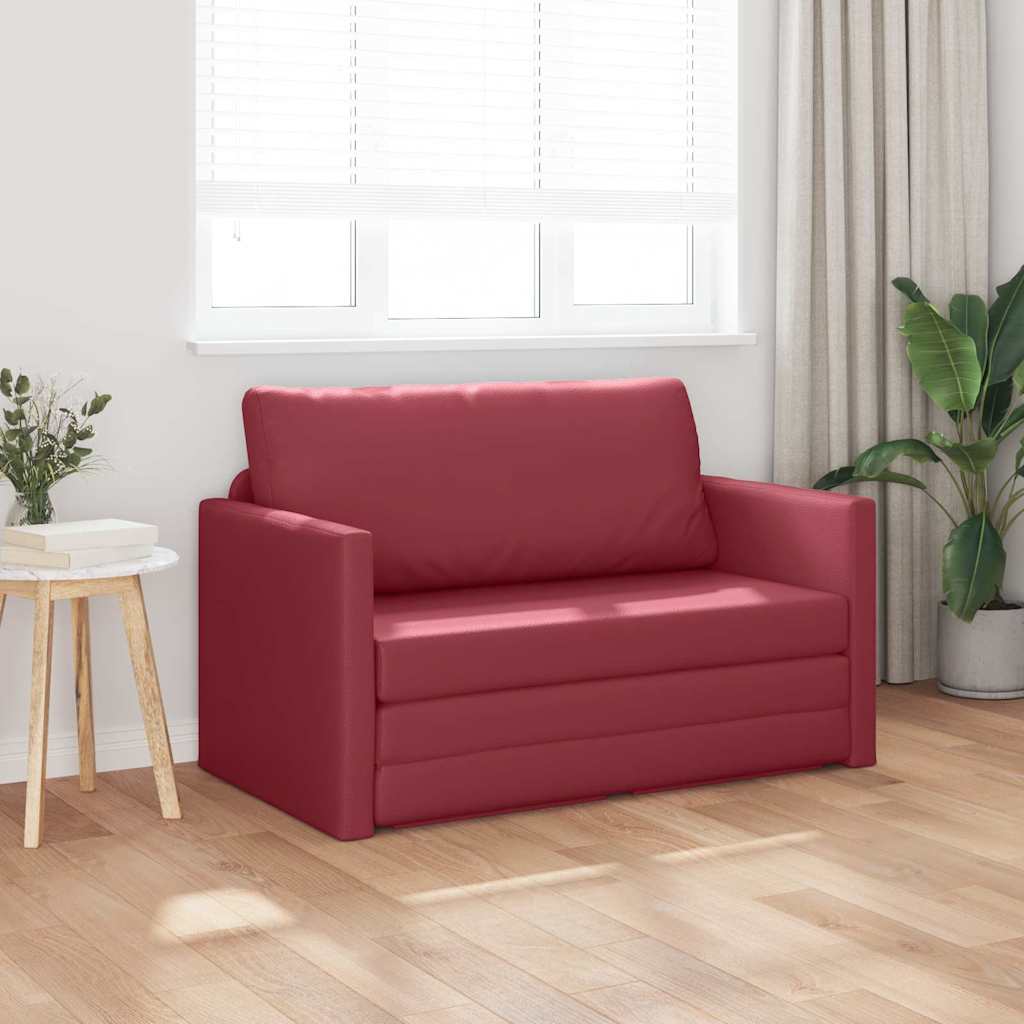 Sofa Bett Weinrot 124 x 71 x 78 cm Kunstleder