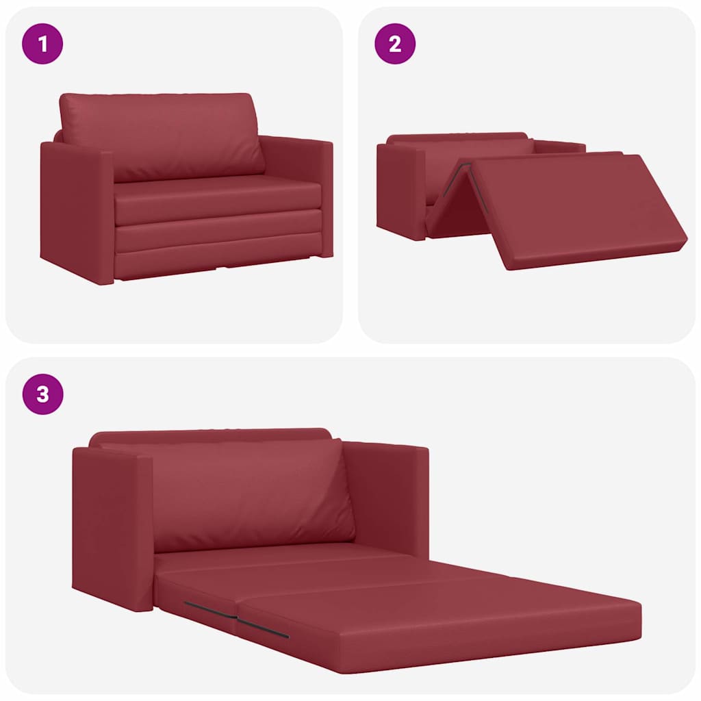 Sofa Bett Weinrot 124 x 71 x 78 cm Kunstleder