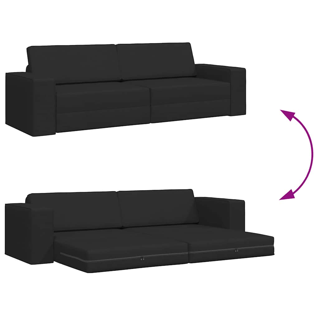 Bodensofa-Bett Schwarz 245 x 78 x 77 cm Stoff