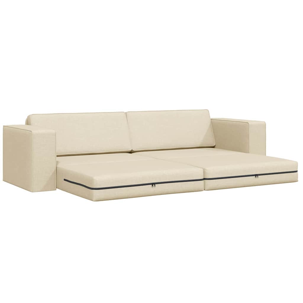 Bodensofa-Bett Creme 245 x 78 x 77 cm Stoff