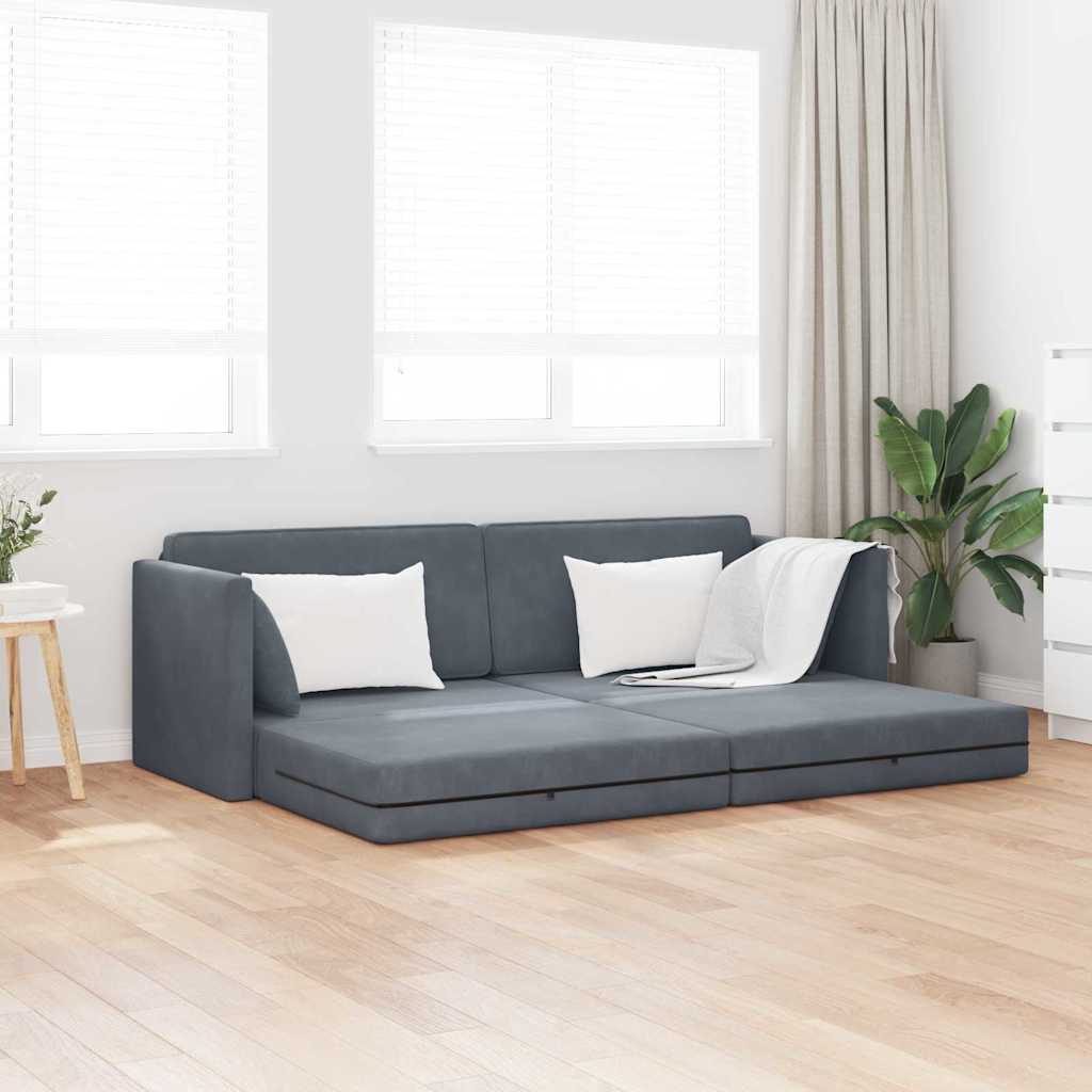 Boden-Schlafsofa Dunkelgrau 213 x 76 x 77 cm Samt