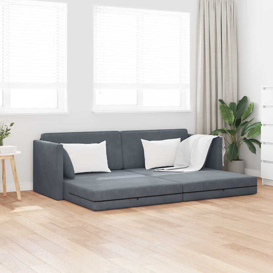 Boden-Schlafsofa Dunkelgrau 213 x 76 x 77 cm Samt