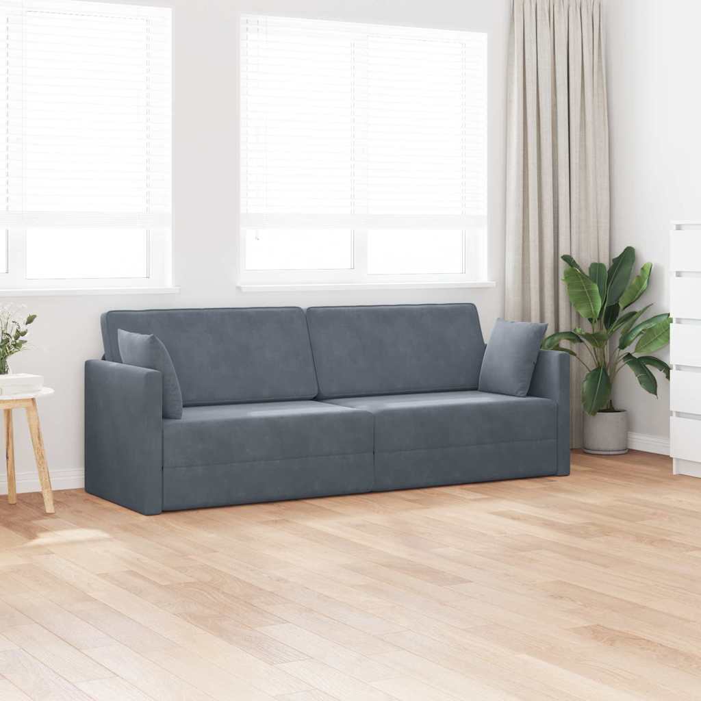 Boden-Schlafsofa Dunkelgrau 213 x 76 x 77 cm Samt