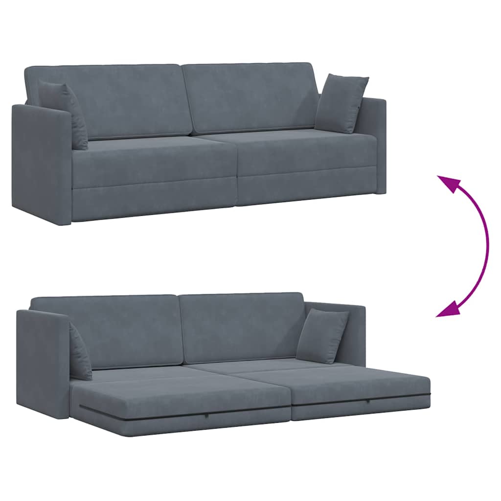 Boden-Schlafsofa Dunkelgrau 213 x 76 x 77 cm Samt