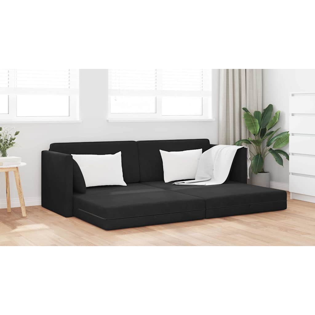 Boden-Schlafsofa Schwarz 213 x 76 x 77 cm Samt