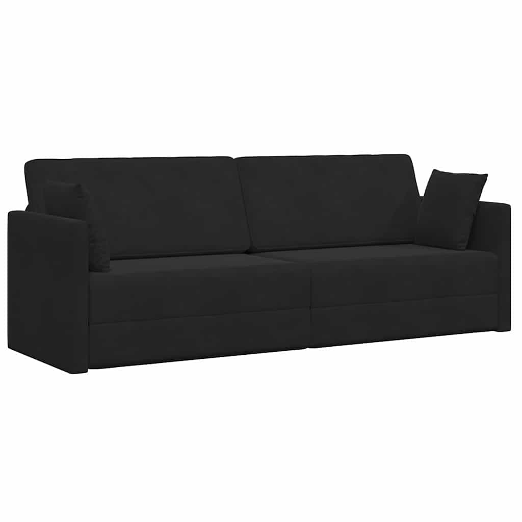Boden-Schlafsofa Schwarz 213 x 76 x 77 cm Samt