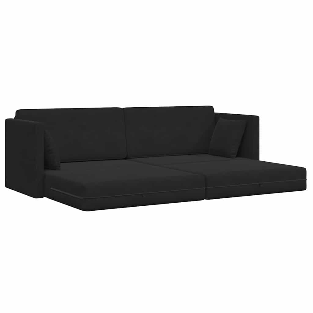 Boden-Schlafsofa Schwarz 213 x 76 x 77 cm Samt