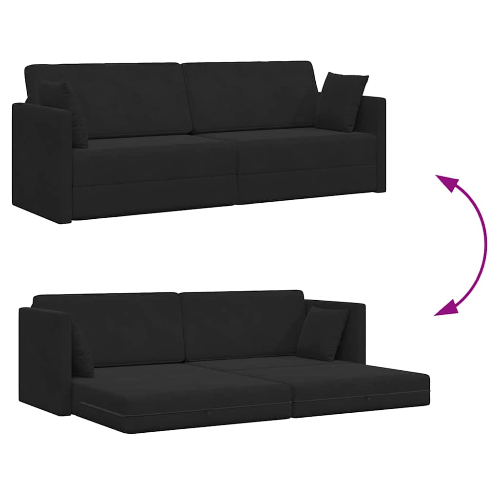 Boden-Schlafsofa Schwarz 213 x 76 x 77 cm Samt