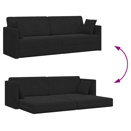 Boden-Schlafsofa Schwarz 213 x 76 x 77 cm Samt