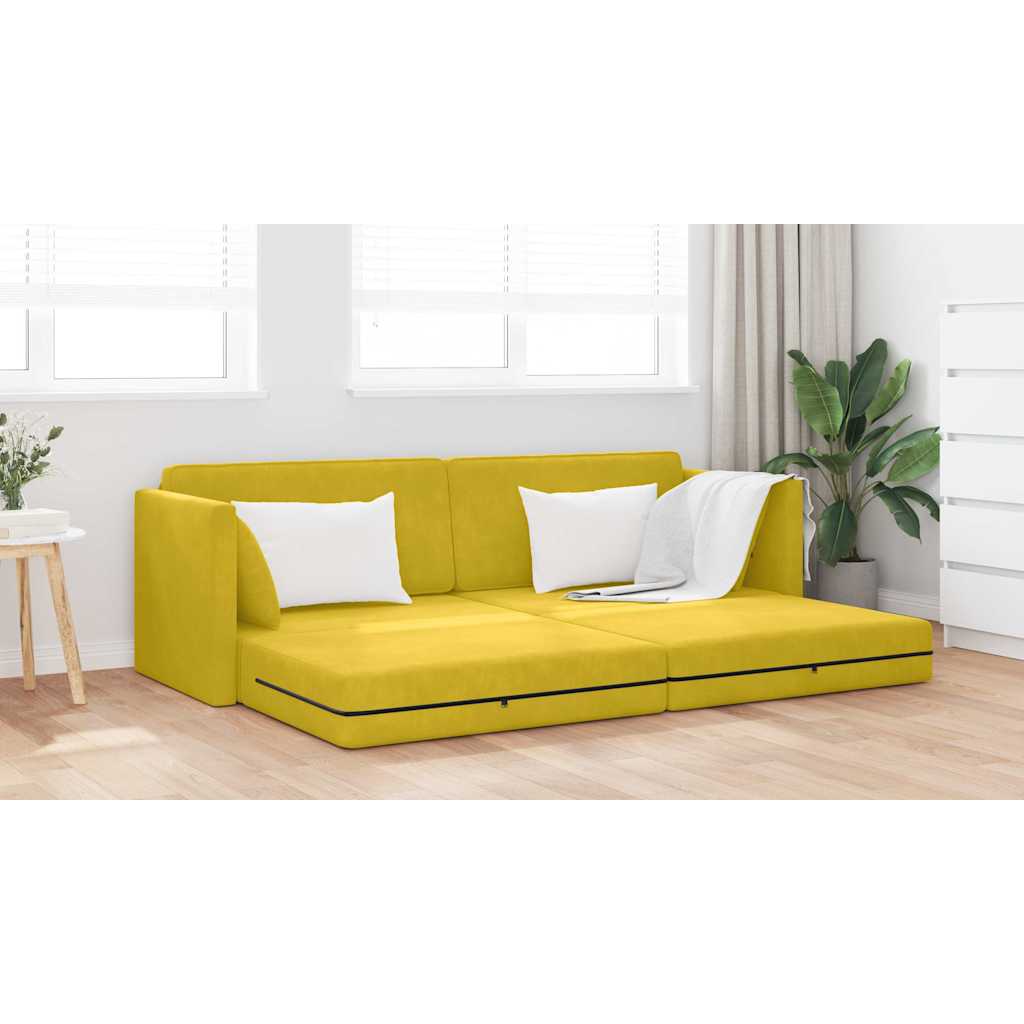 Boden-Schlafsofa Gelb 213 x 76 x 77 cm Samt
