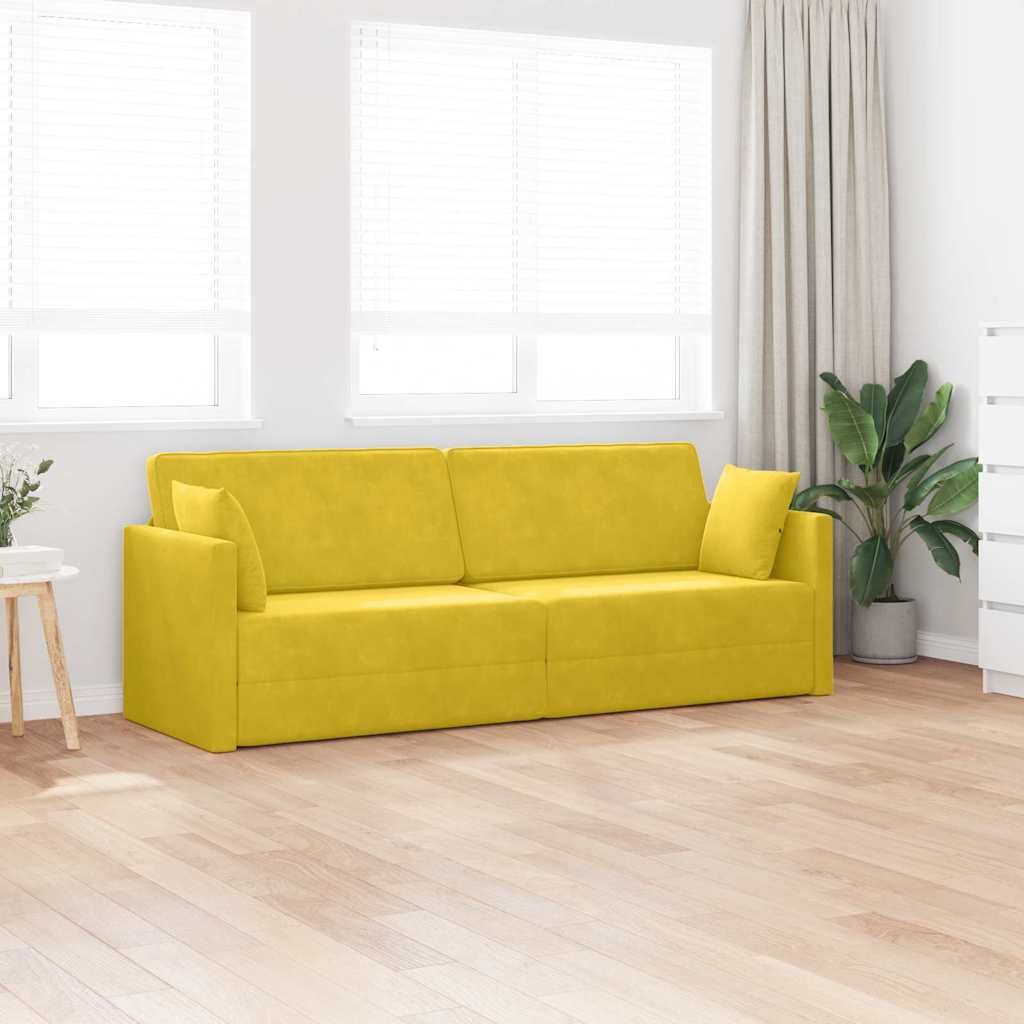 Boden-Schlafsofa Gelb 213 x 76 x 77 cm Samt