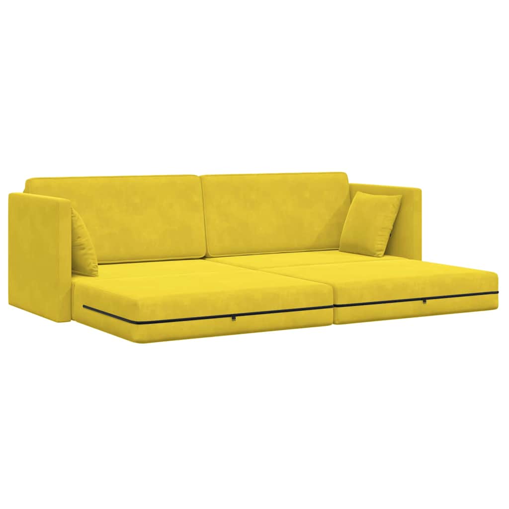 Boden-Schlafsofa Gelb 213 x 76 x 77 cm Samt