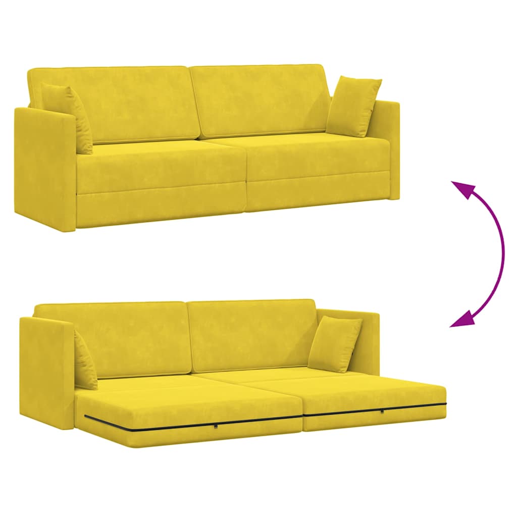Boden-Schlafsofa Gelb 213 x 76 x 77 cm Samt