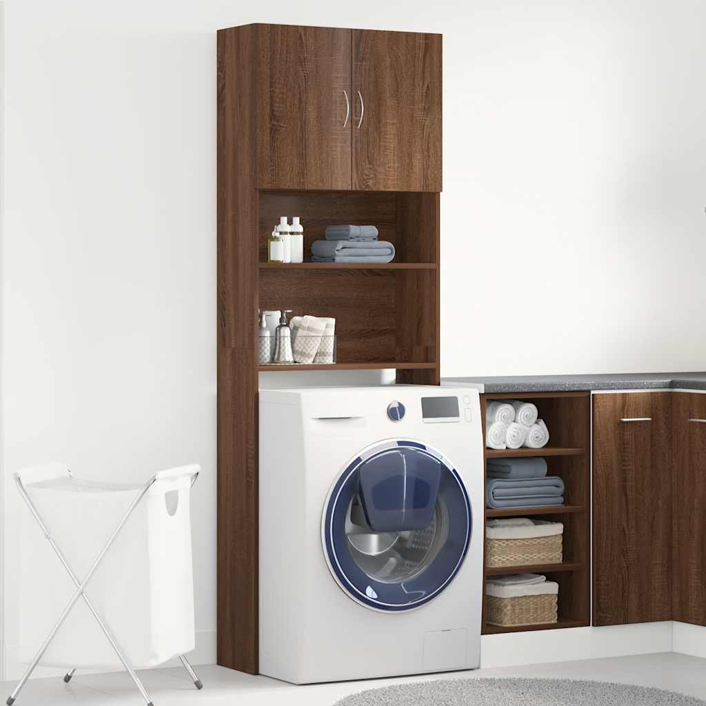 Waschmaschinenschrank Braun Eichen-Optik 64x24x190 cm