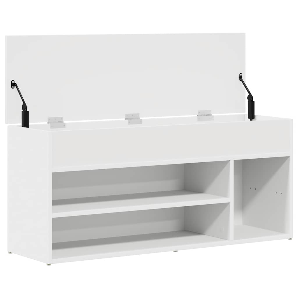 Schuhbank Weiß 102x30,5x45 cm Holzwerkstoff