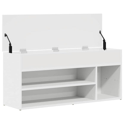 Schuhbank Weiß 102x30,5x45 cm Holzwerkstoff