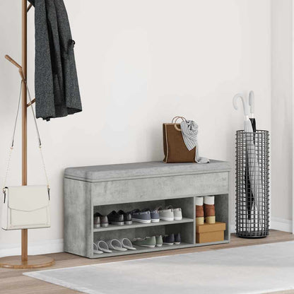 Schuhbank Betongrau 102x30,5x45 cm Holzwerkstoff