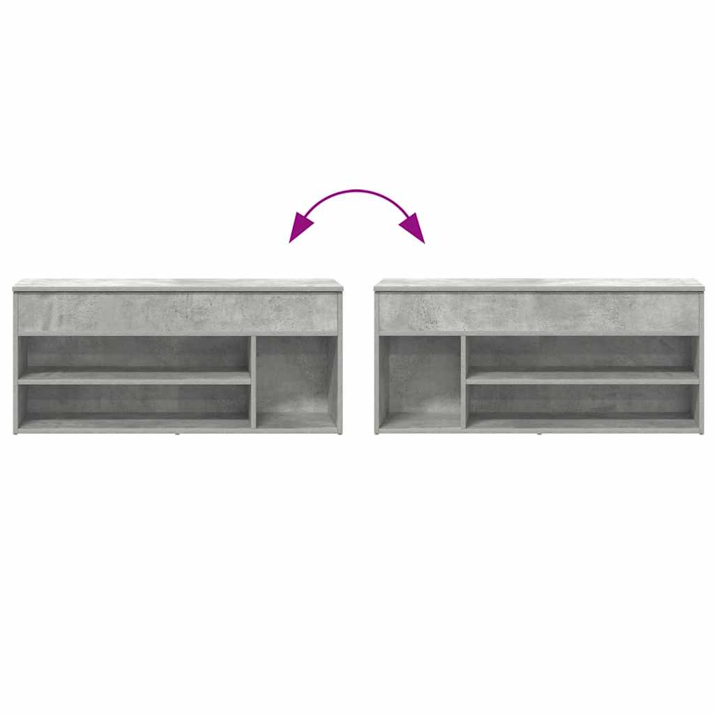 Schuhbank Betongrau 102x30,5x45 cm Holzwerkstoff