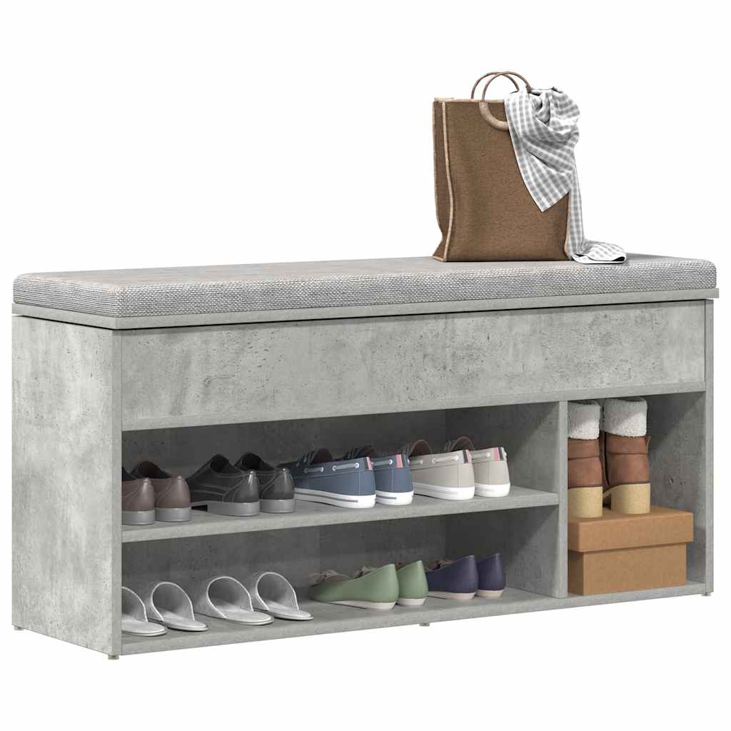 Schuhbank Betongrau 102x30,5x45 cm Holzwerkstoff