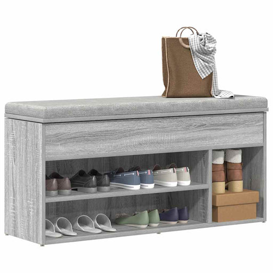 Schuhbank Grau Sonoma 102x30,5x45 cm Holzwerkstoff