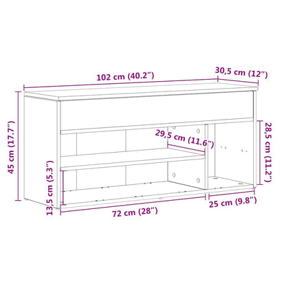 Schuhbank Altholz-Optik 102x30,5x45 cm Holzwerkstoff