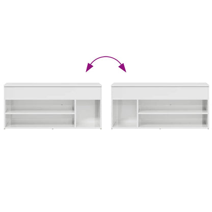 Schuhbank Hochglanz-Weiß 102x30,5x45 cm Holzwerkstoff