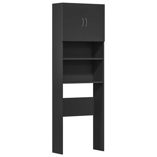 Vaskemaskineskab Sort 64x24x190 cm Træ Materiale
