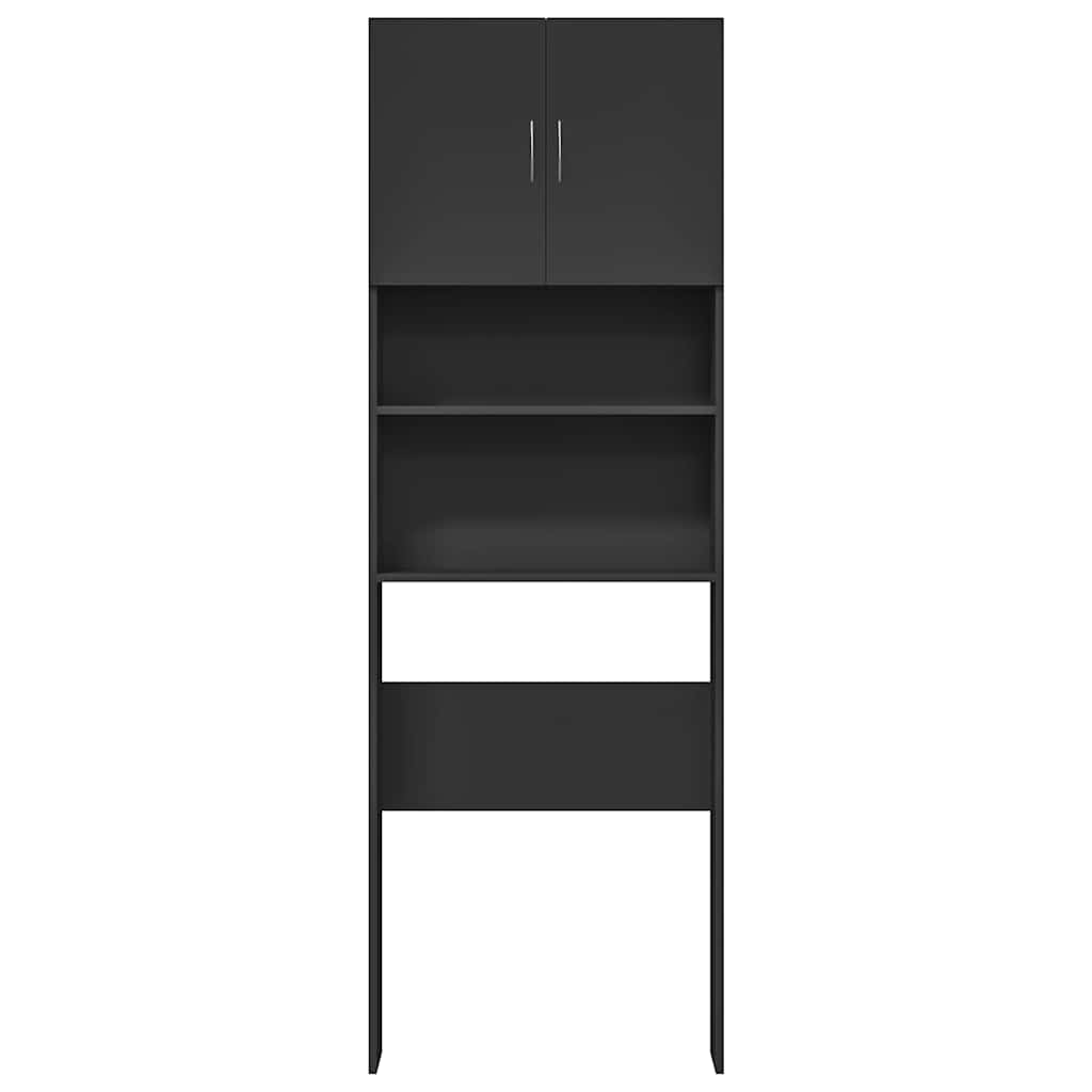 Waschmaschinenschrank Schwarz 64x24x190 cm Holzwerkstoff