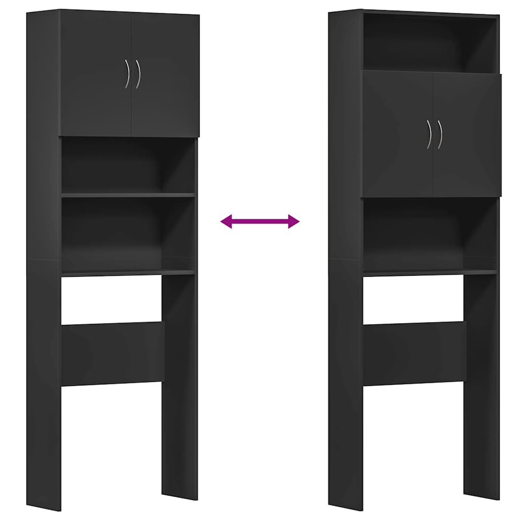 Waschmaschinenschrank Schwarz 64x24x190 cm Holzwerkstoff
