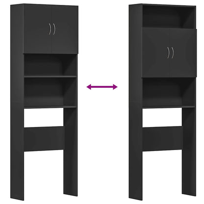 Waschmaschinenschrank Schwarz 64x24x190 cm Holzwerkstoff