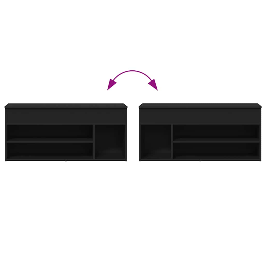 Schuhbank Schwarz 102x30,5x45 cm Holzwerkstoff