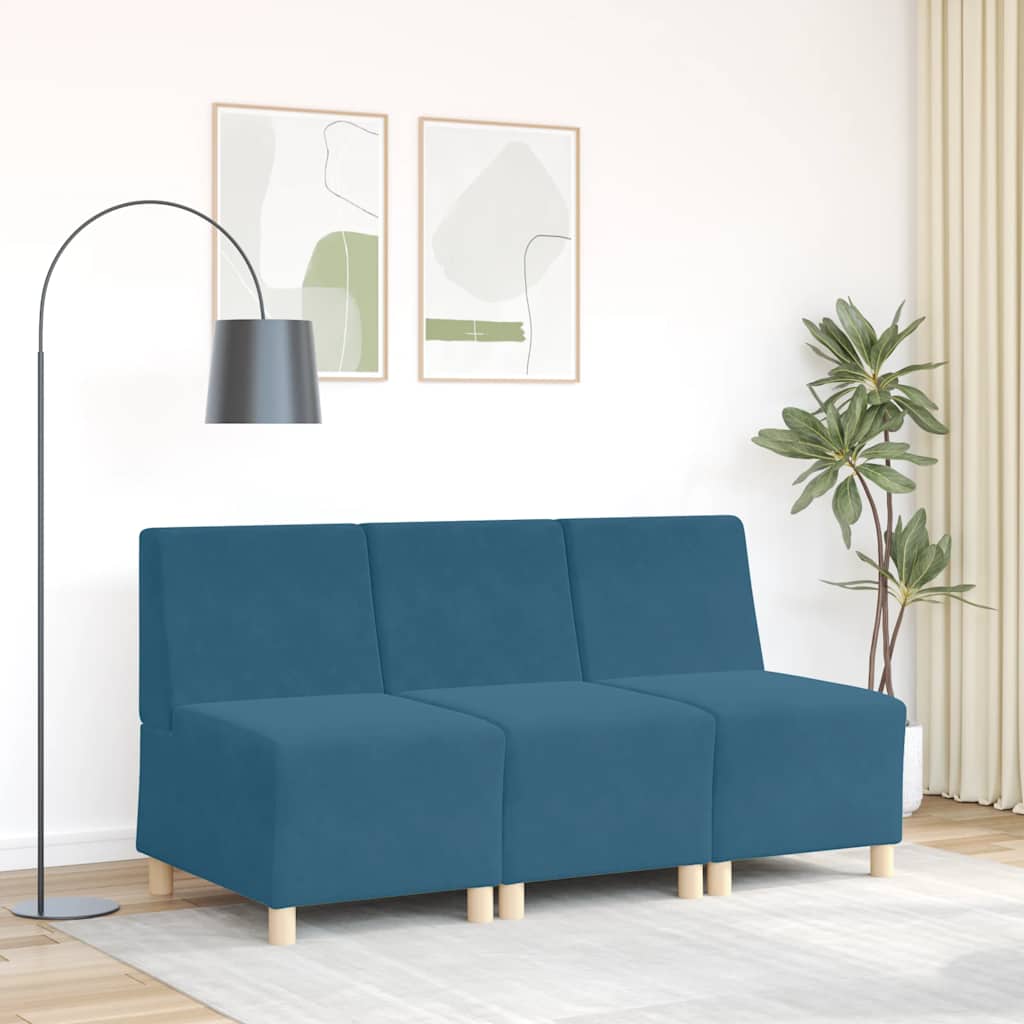 Sofa-Stuhl ohne Armlehnen Blau 55 cm Samt