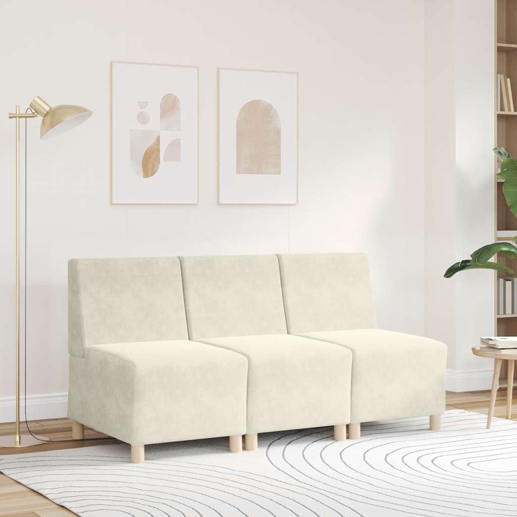 Sofa-Stuhl ohne Armlehnen Creme 55 cm Samt