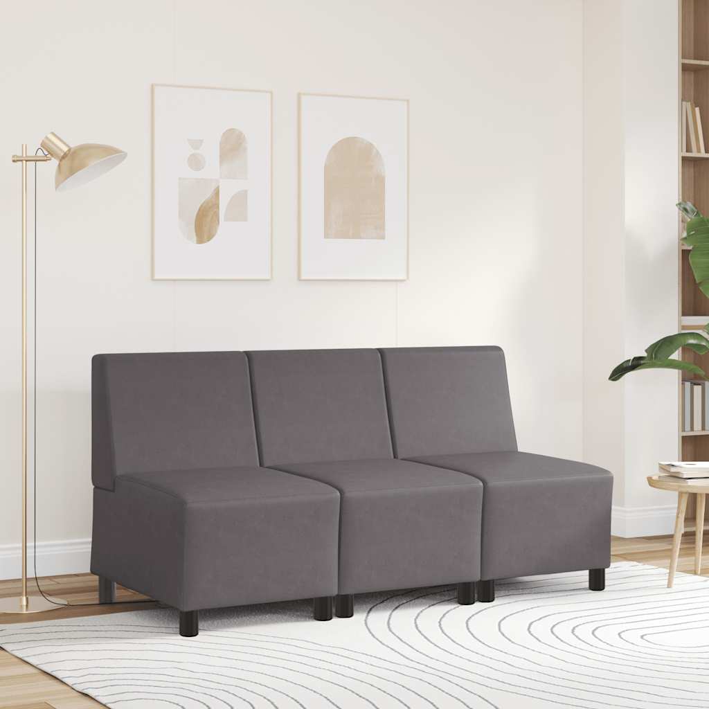 | Modulares Armfreies Sofa | Grau 55 x 74 x 82 cm Kunstleder