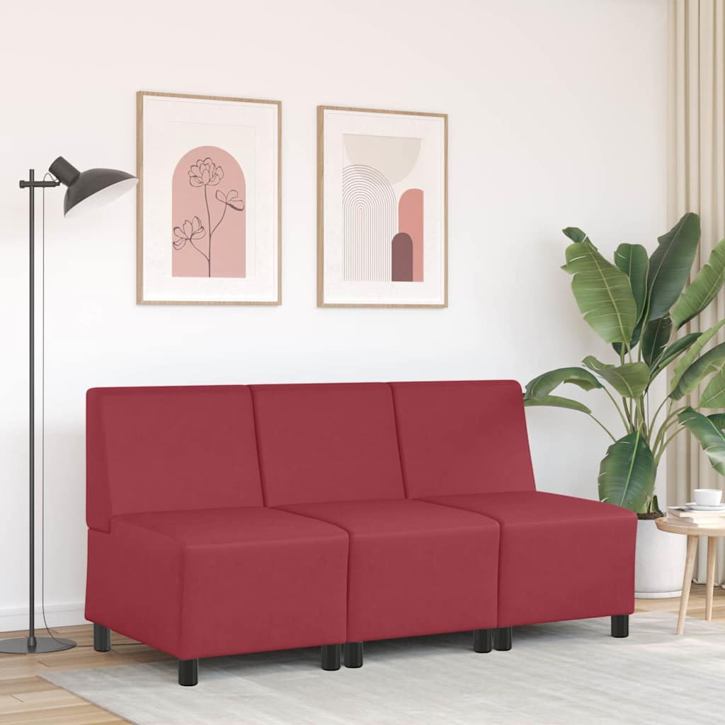 | Modulares Armfreies Sofa | Weinrot 55 x 74 x 82 cm Kunstleder