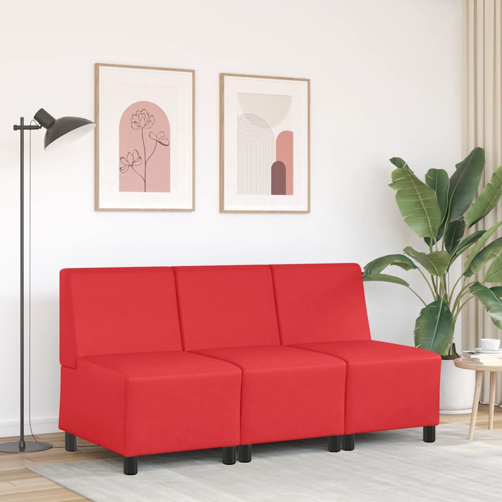 | Modulares Armfreies Sofa | Rot 55 x 74 x 82 cm Kunstleder