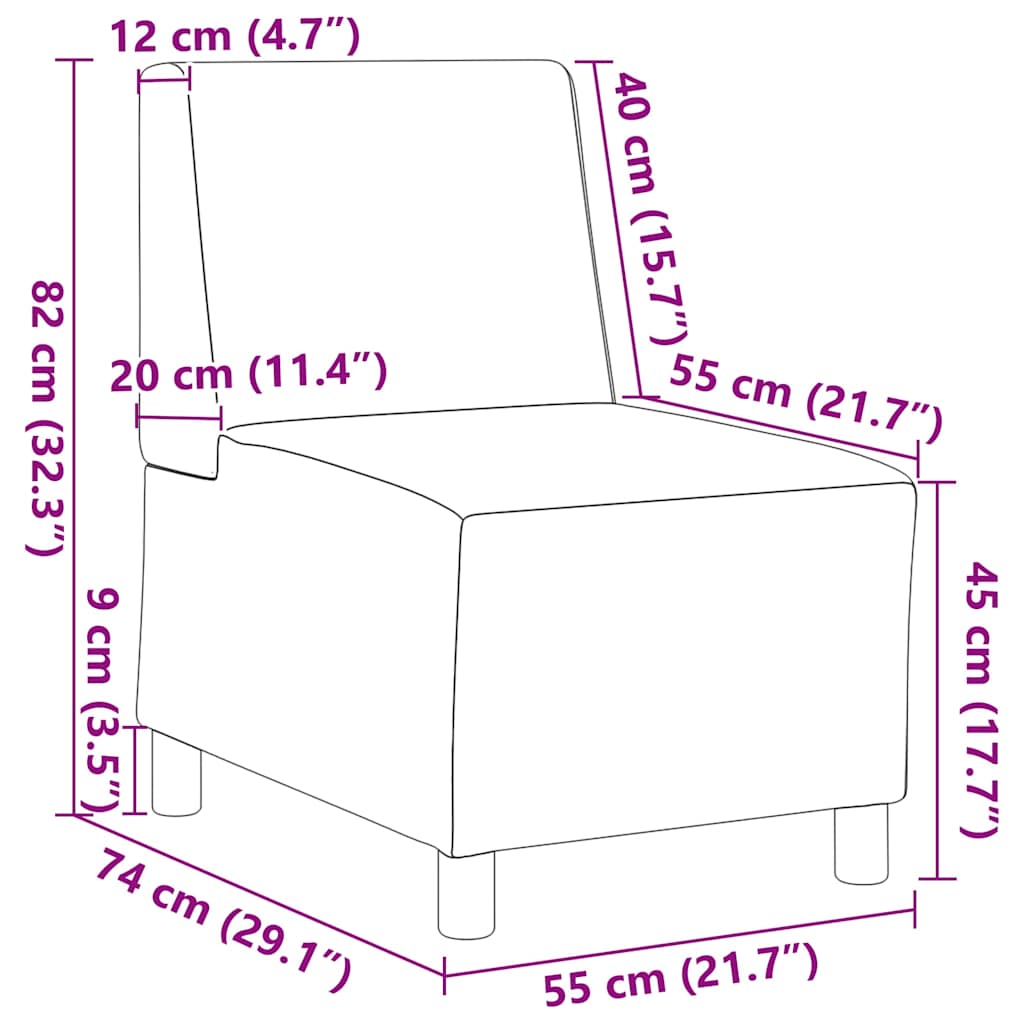 Sofa-Stuhl ohne Armlehnen Rot 55 cm Kunstleder