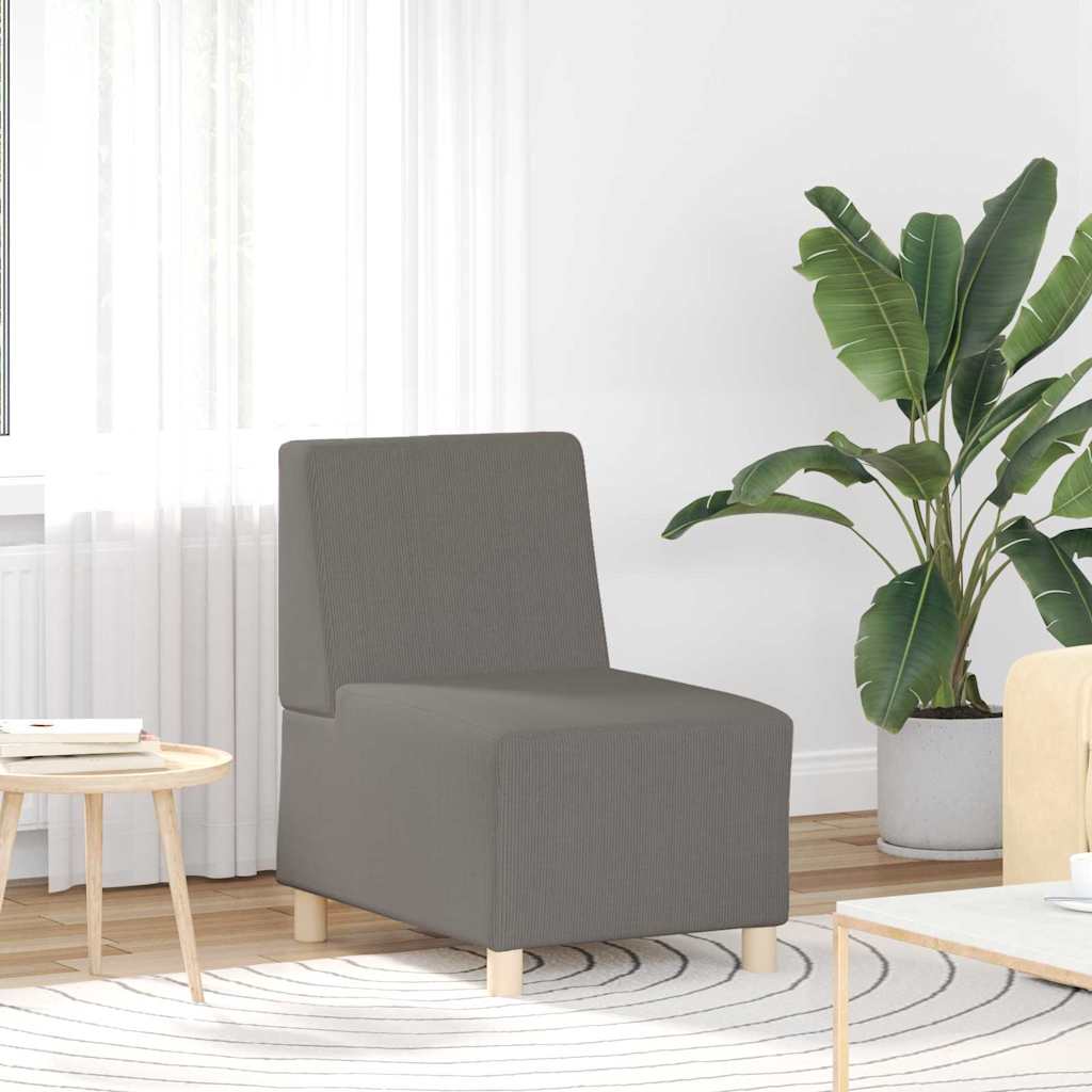 Sofa-Stuhl ohne Armlehnen Hellgrau 55 cm Cordstoff