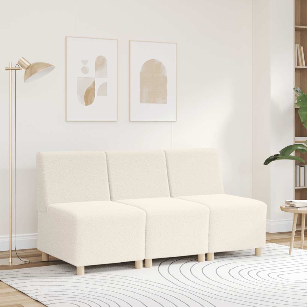 Sofa-Stuhl ohne Armlehnen Creme 55 cm Stoff in Lammwolloptik
