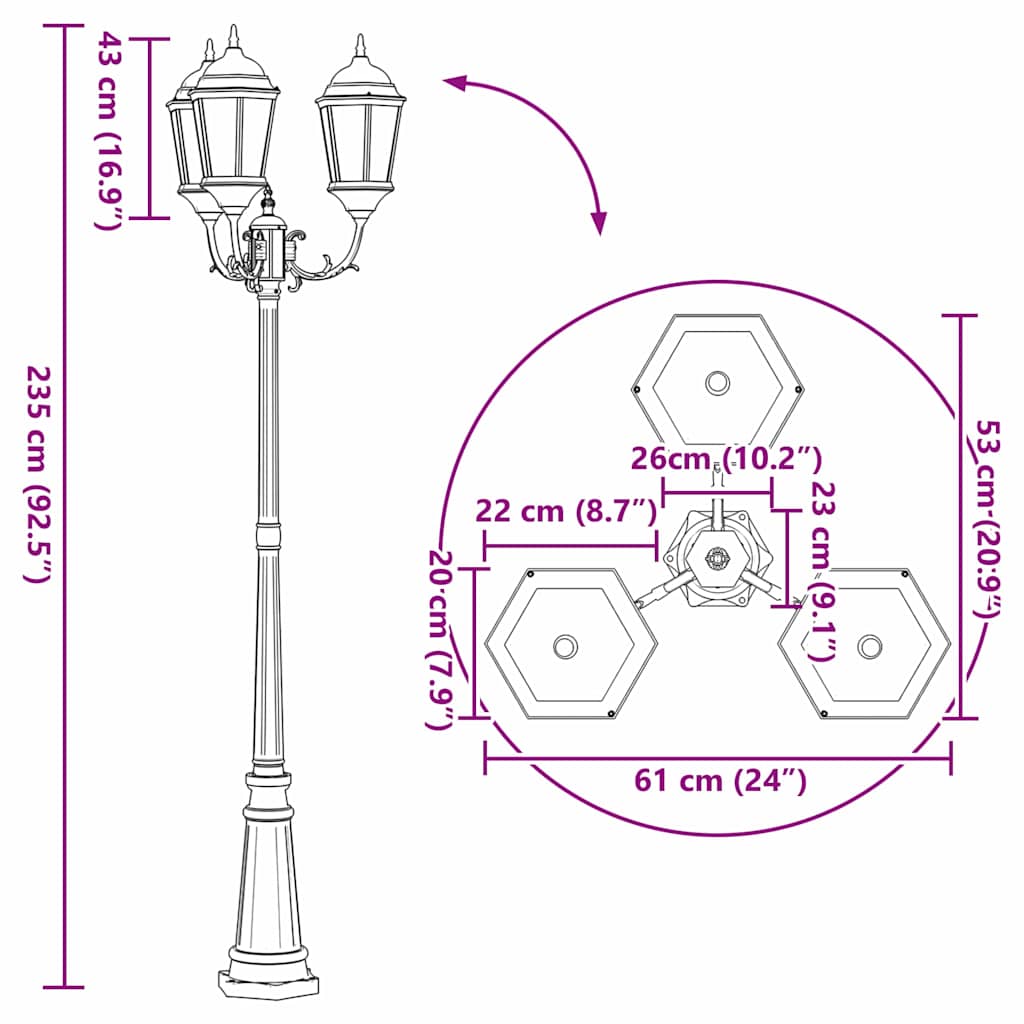Gartenlicht Weiß 235 cm Aluminium