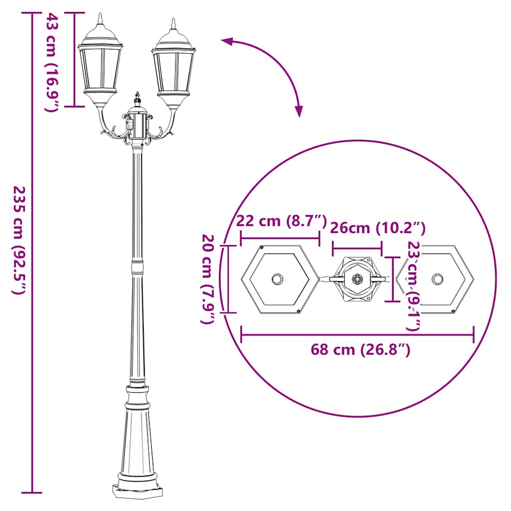 Gartenlicht Bronzefarben 235 cm Aluminium